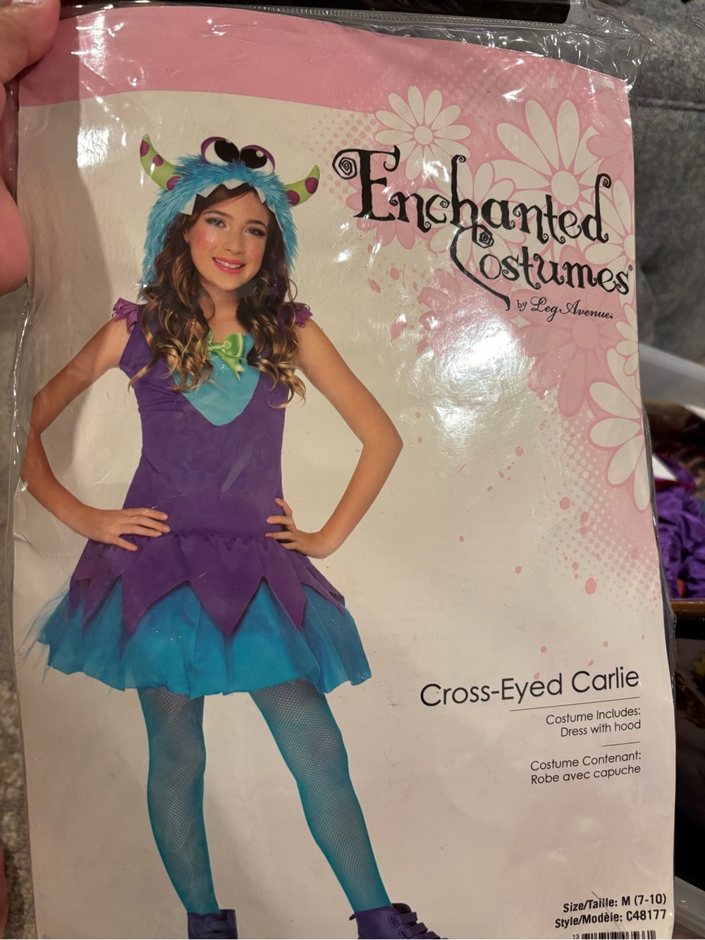 Purple & Light Blue Monster Kids Costume Dress with Hood